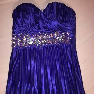 Midnight blue winter formal dress. Long